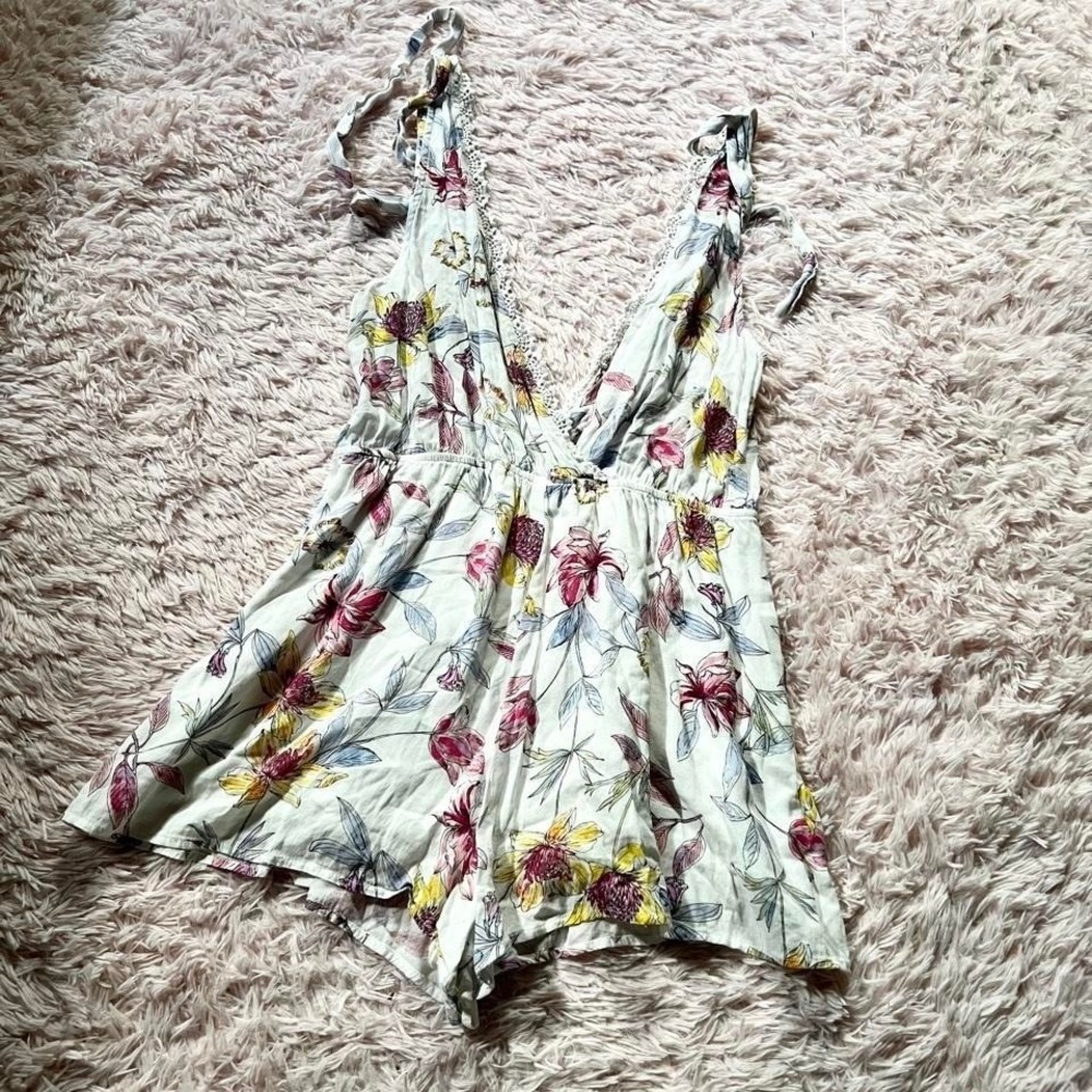 Whimsical Feminine Floral Delicate Boho Goddess Romper Womens L Ethereal Pixie